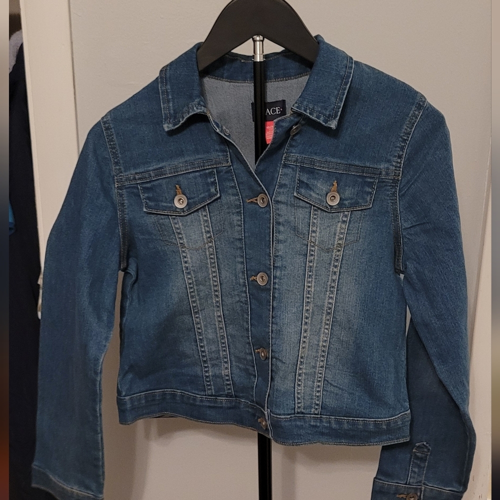 The Children’s Place Girls Denim Jacket Size L 10/12 Classic Blue Jean Jacket NW